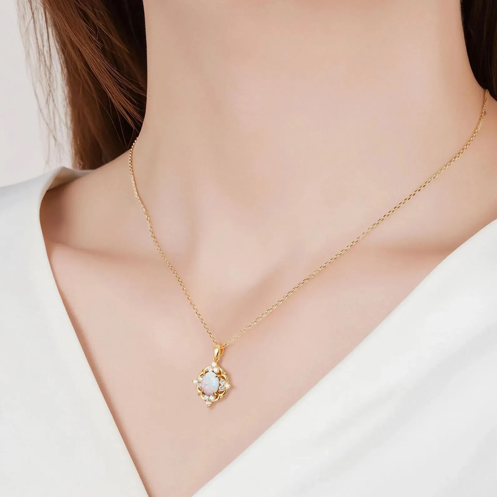 Fia Opal Necklace Sterling Silver