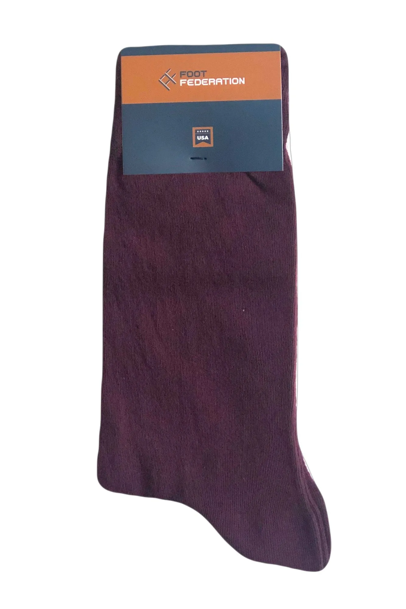 FOOT FEDERATION 240 STITCH MID-CALF COTTON MEN'S DRESS EGGPLANT