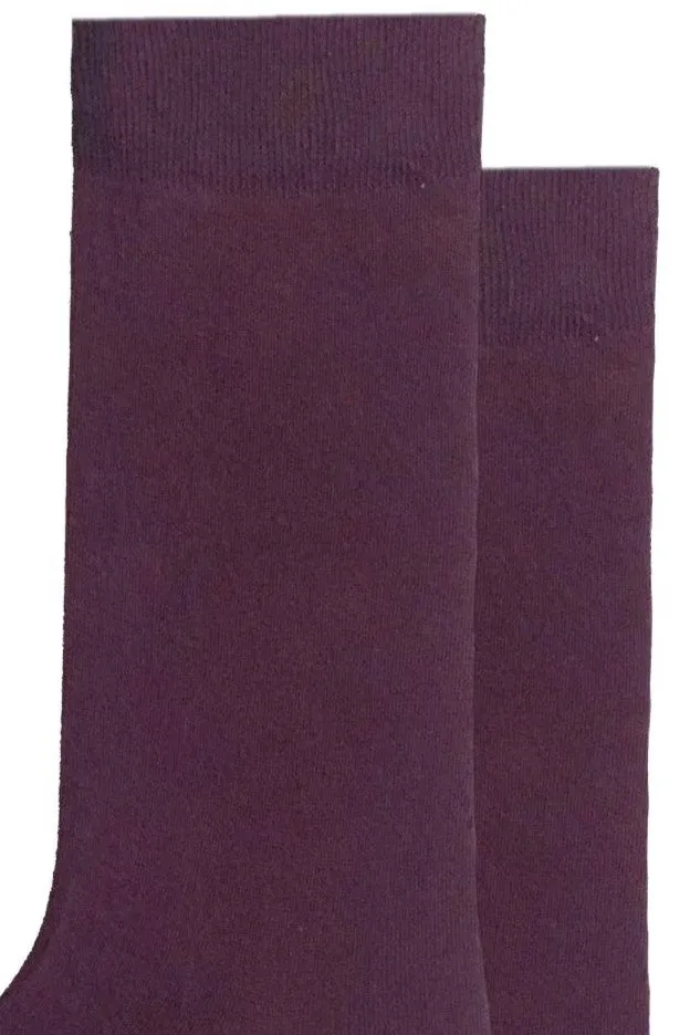 FOOT FEDERATION 240 STITCH MID-CALF COTTON MEN'S DRESS EGGPLANT
