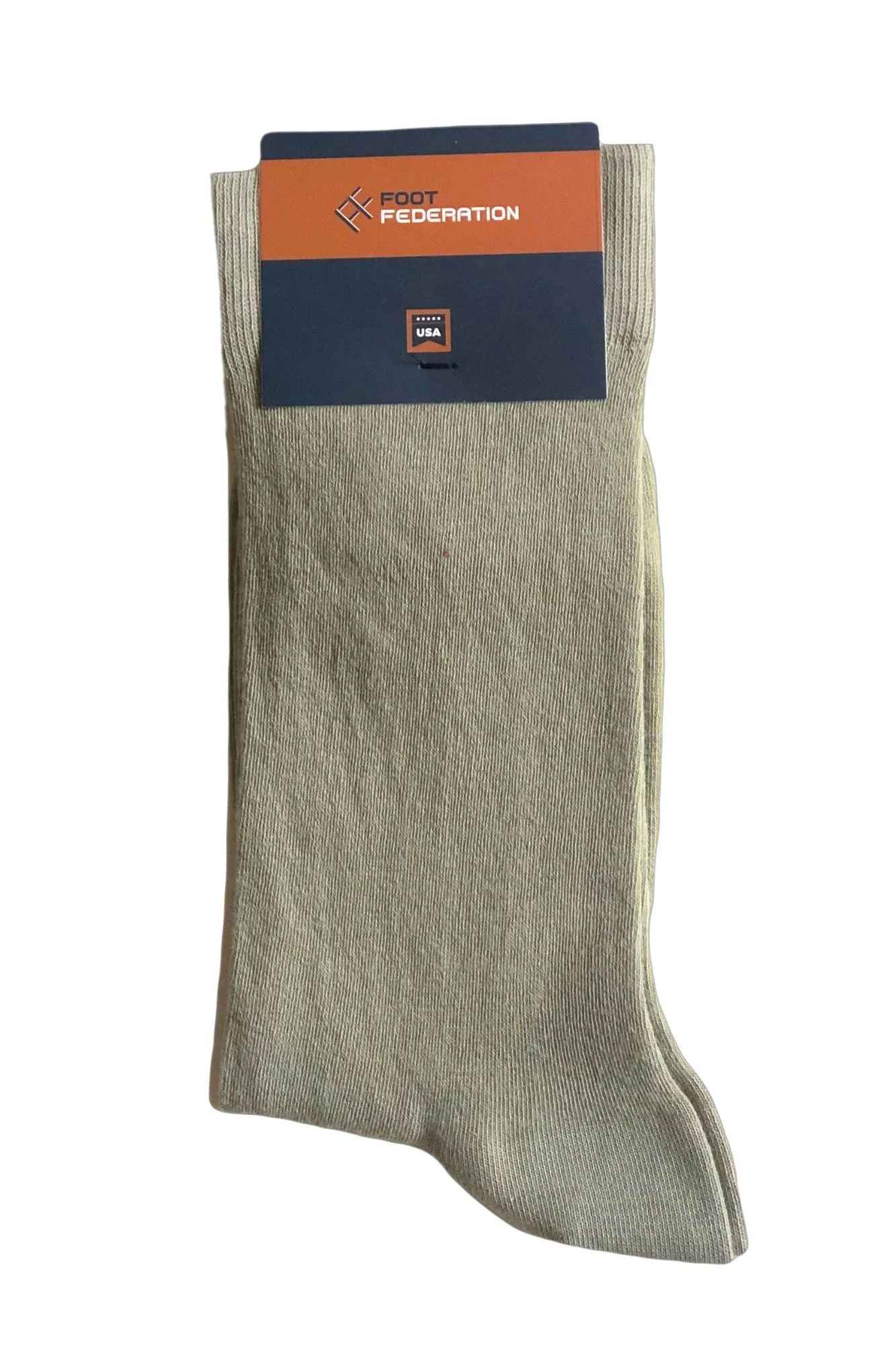 FOOT FEDERATION 240 STITCH MID-CALF COTTON MEN'S DRESS LIGHT GREEN