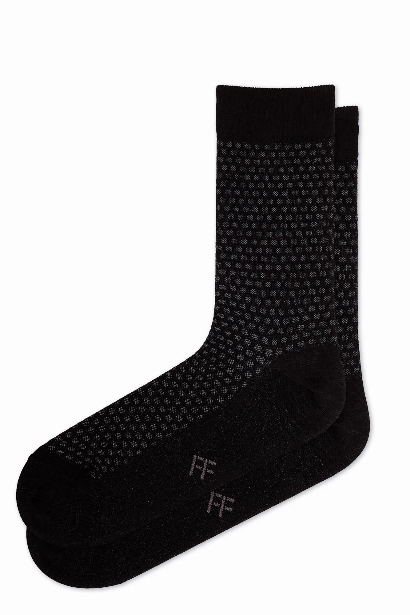 FOOT FEDERATION GHOST PUNTO 200 STITCH MID-CALF COTTON MEN'S DRESS SOCK BLACK