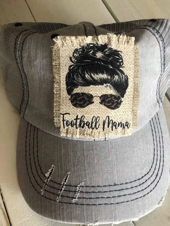 Football Mama Hat: Gray
