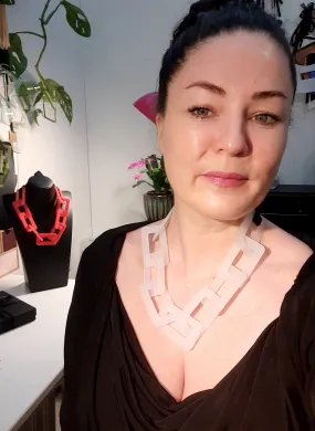 Frosted white Chain Link Necklace