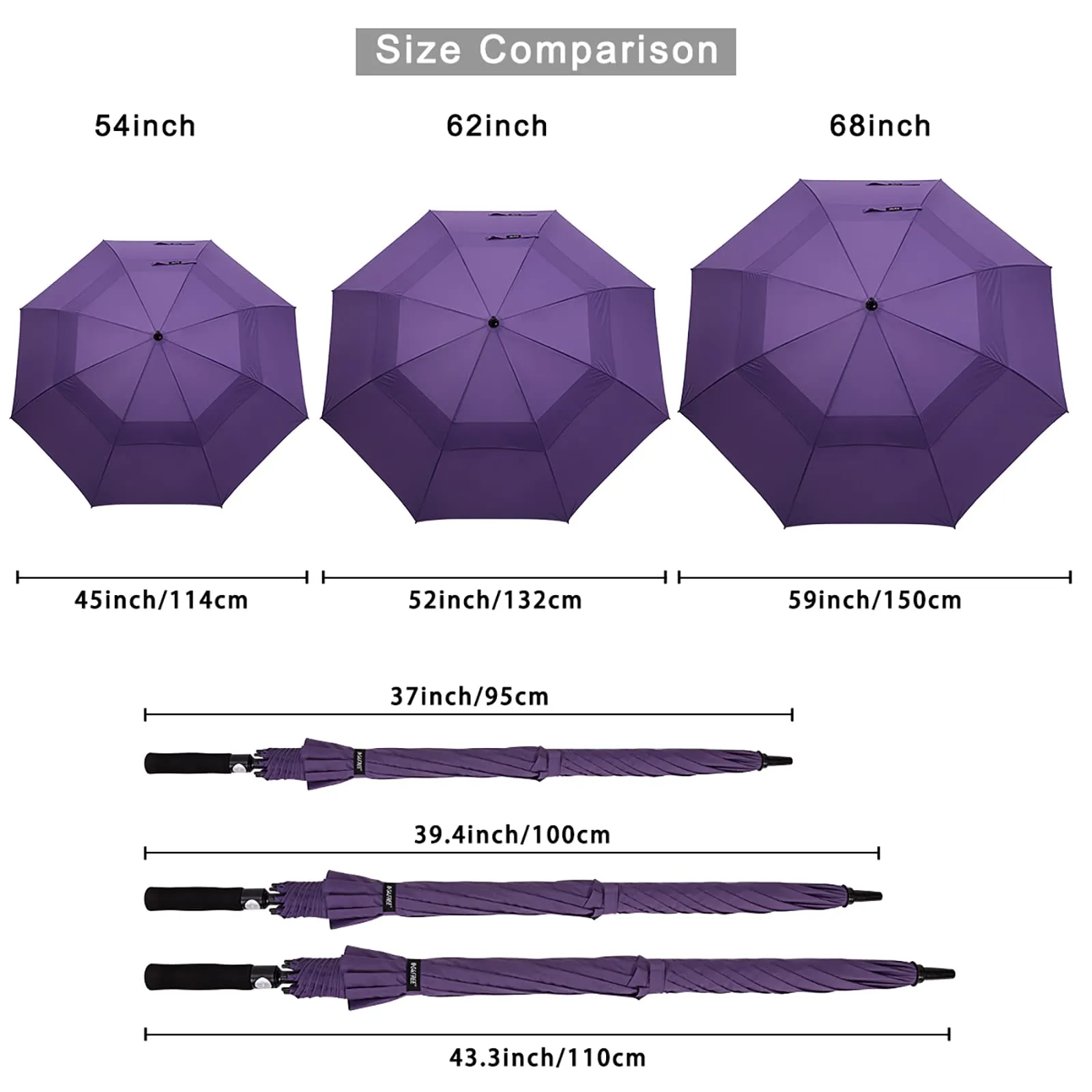 G4Free Automatic Open Golf Umbrella Double Canopy Vented Stick Umbrellas