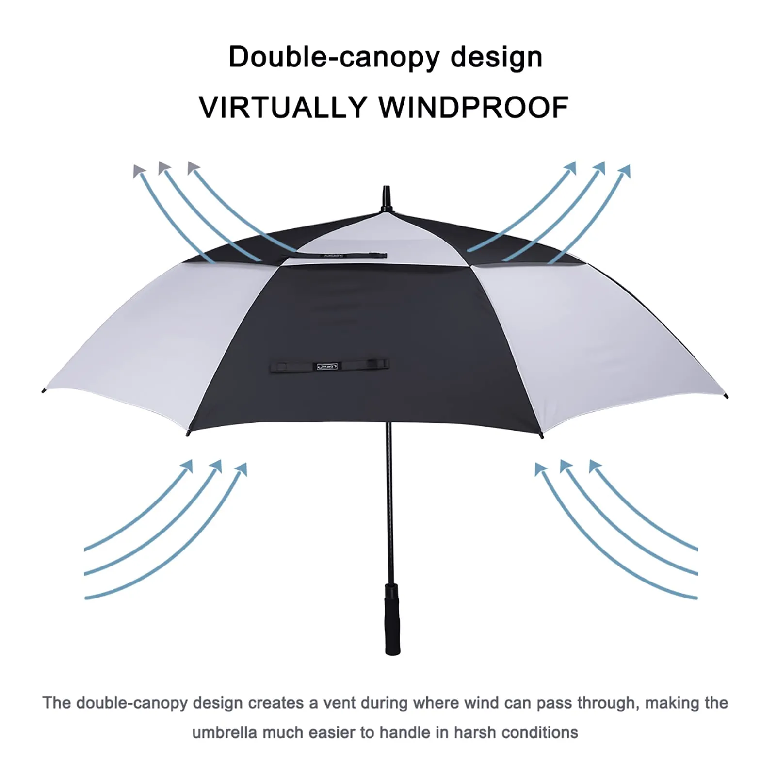 G4Free Automatic Open Golf Umbrella Double Canopy Vented Stick Umbrellas
