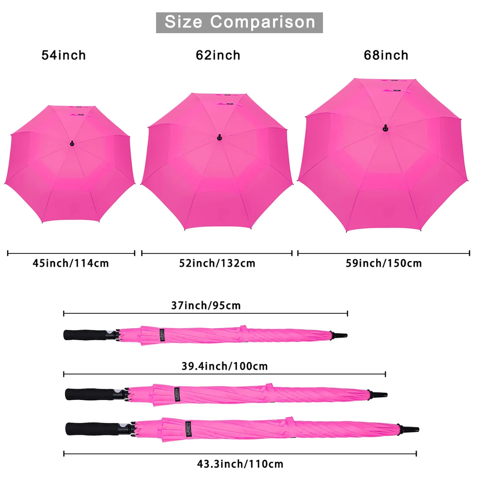 G4Free Automatic Open Golf Umbrella Double Canopy Vented Stick Umbrellas