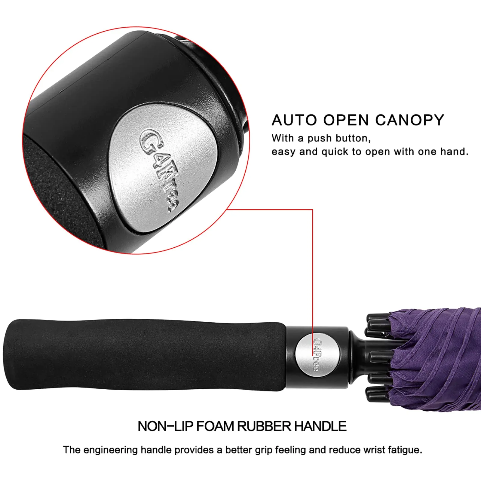 G4Free Automatic Open Golf Umbrella Double Canopy Vented Stick Umbrellas
