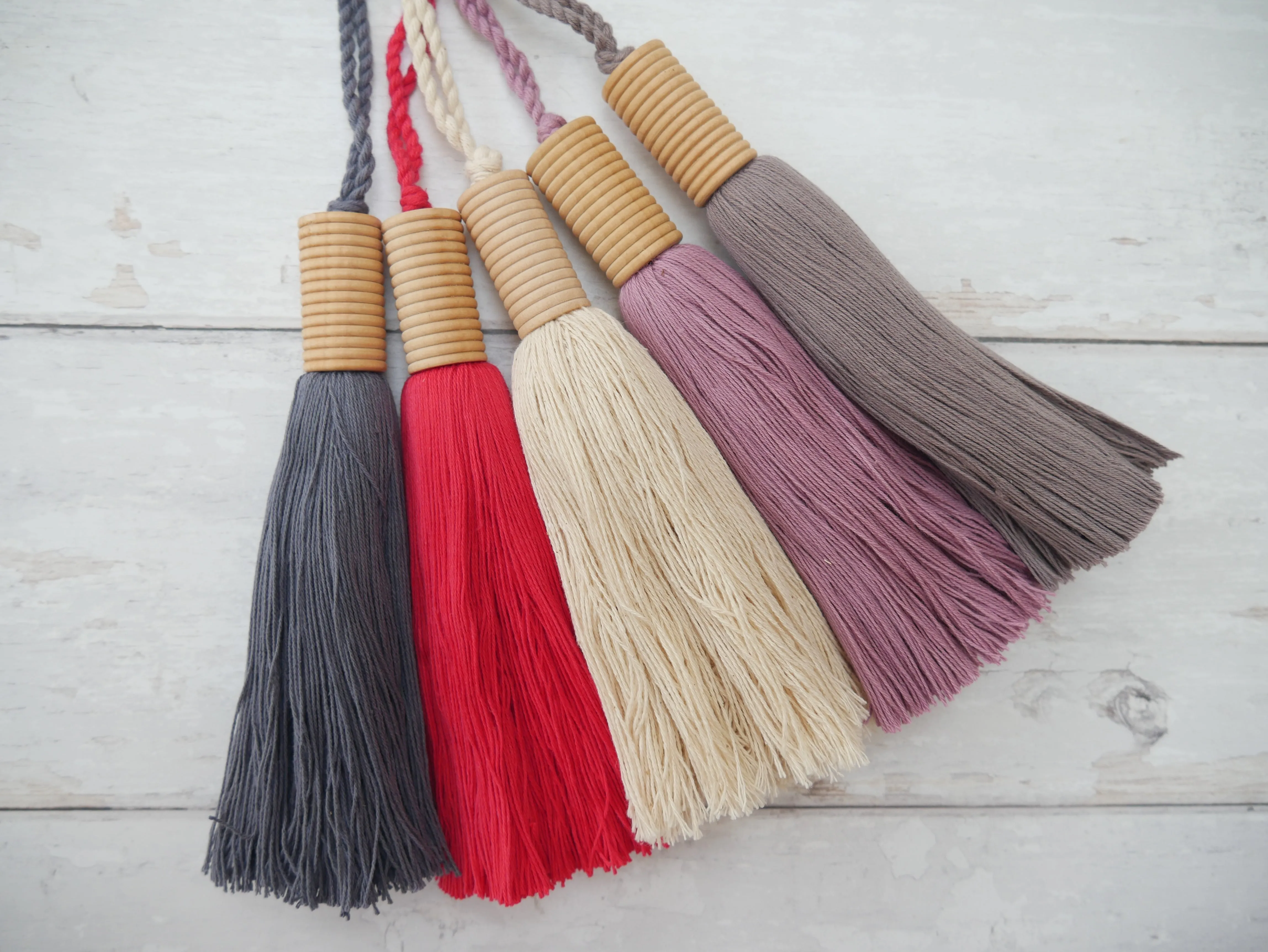 Giant Wooden Tassel in Taupe