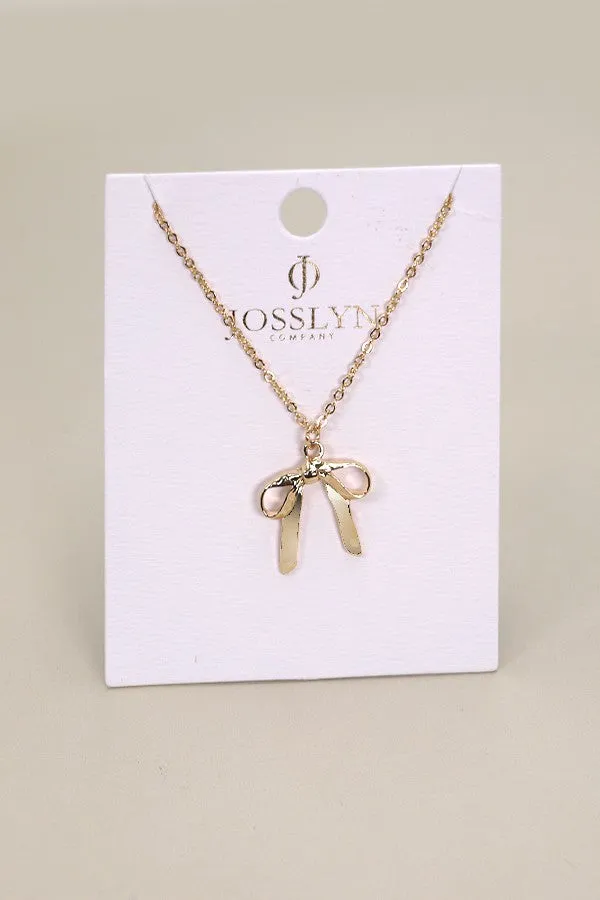 Gold Bow Pendant Necklace