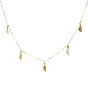 Gold Leaf Necklace Tiny Leaf Charms Statement Necklace