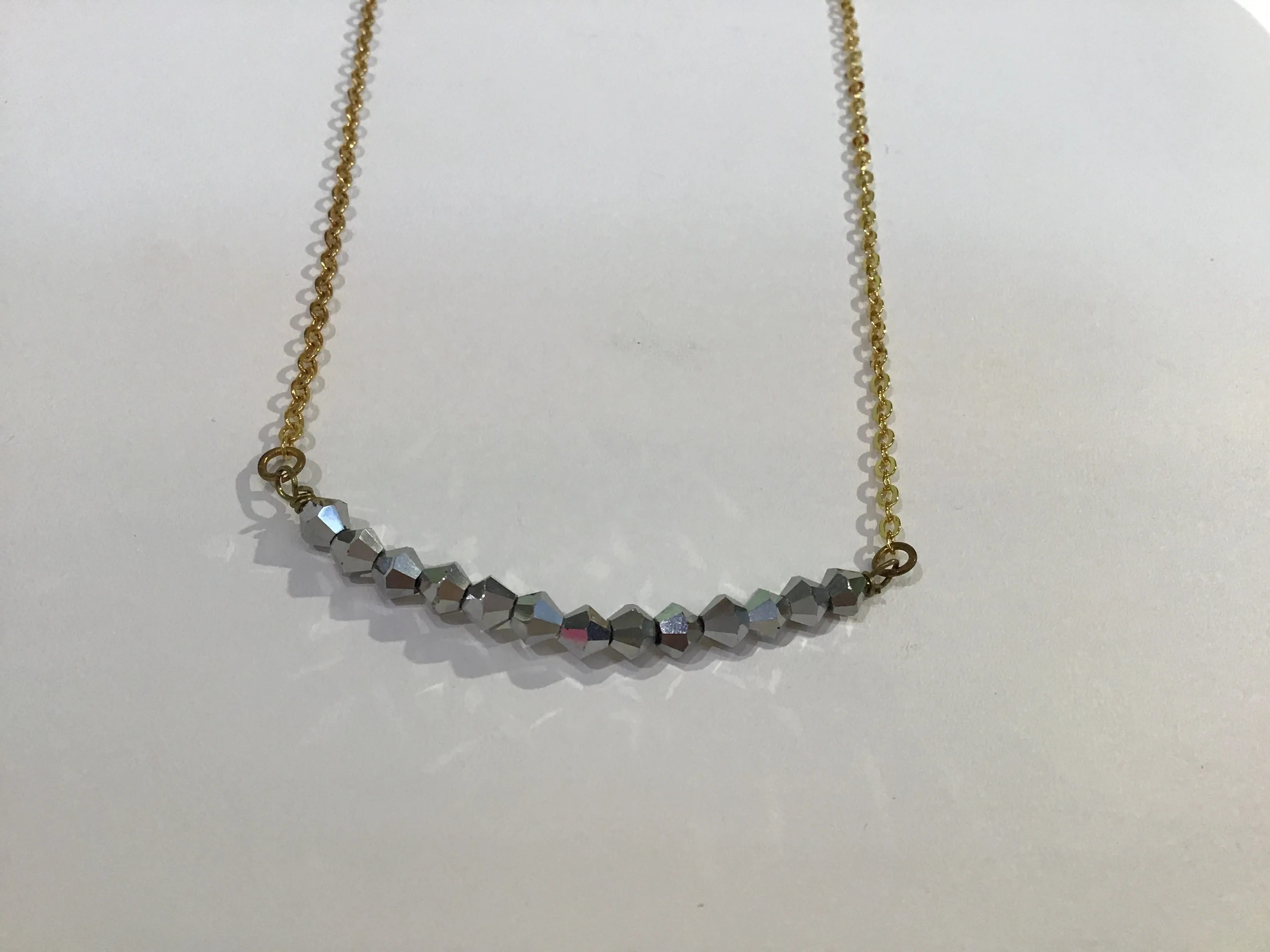 GOLD PLATED CHAIN BEADED NECKLACE