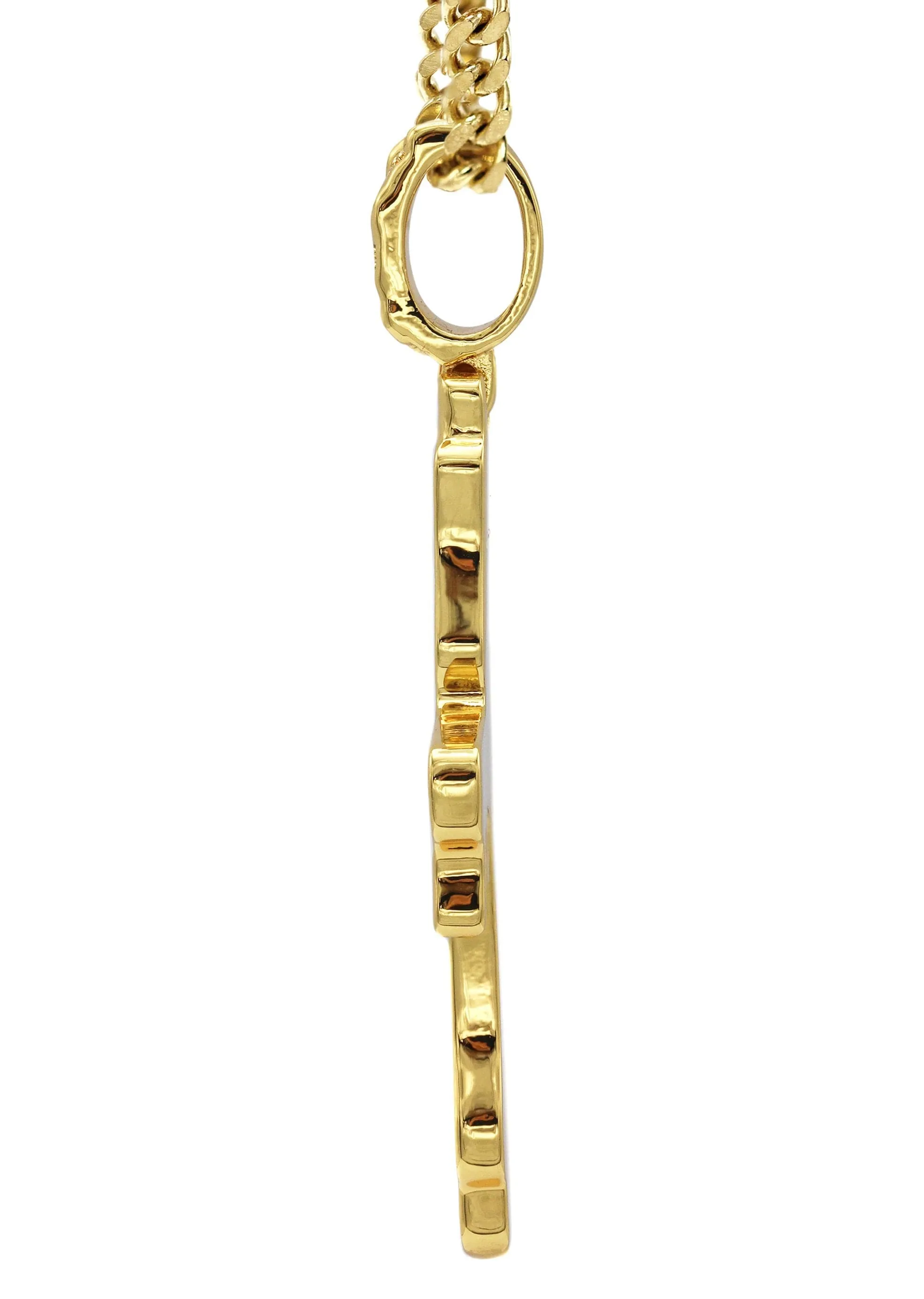 Gold Plated Cuban Link Chain & Melting Cross Pendant | Appx. 10.9 Grams