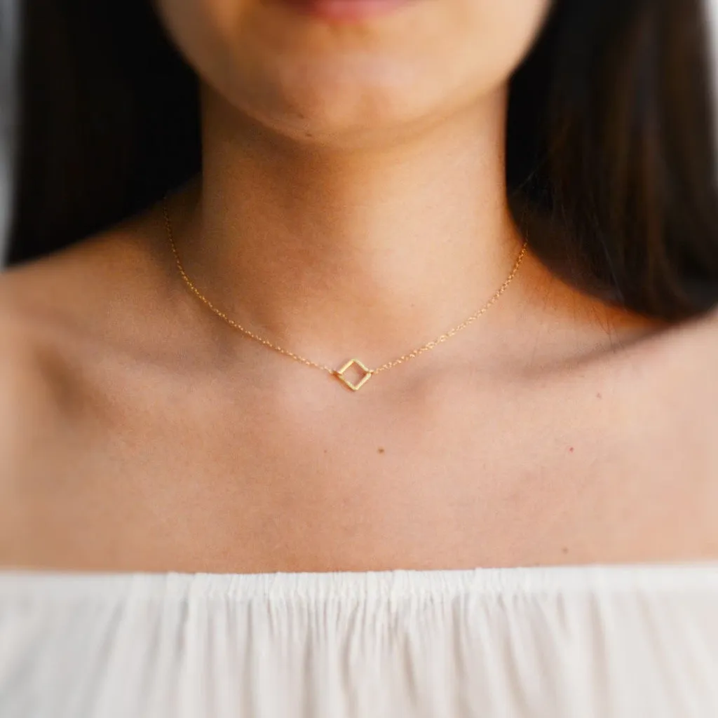 Gold Square Necklace Geometric Chain 14k Gold Filled