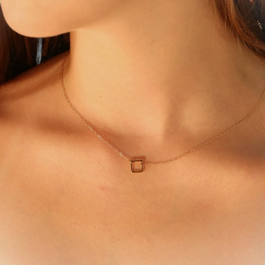 Gold Square Necklace Geometric Chain 14k Gold Filled