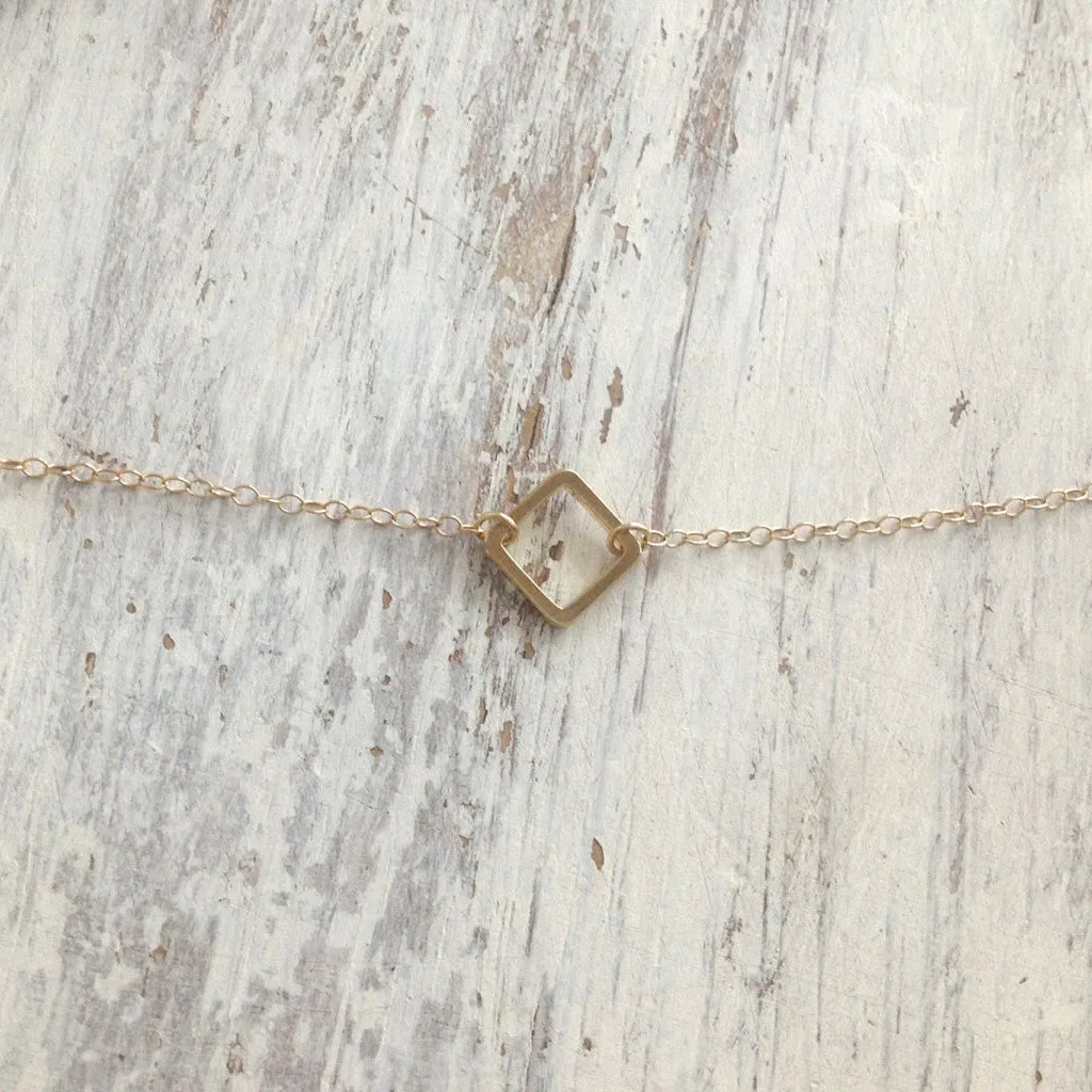 Gold Square Necklace Geometric Chain 14k Gold Filled