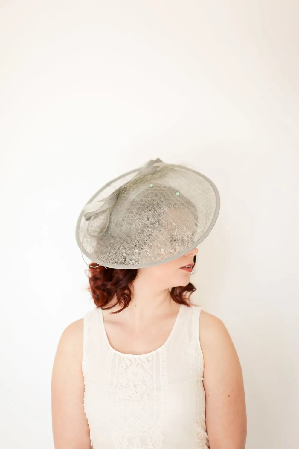 Gray Fascinator, Kentucky Derby Hat