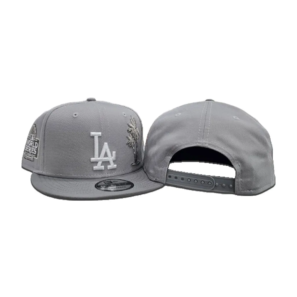 Gray Los Angeles Dodgers Palm Tree Storm Gray Visor Gray Bottom 2024 World Series Champions Side Patch New Era 9Fifty Snapback