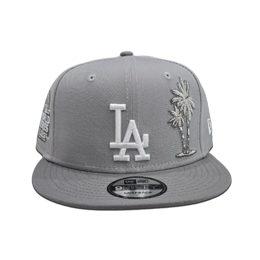 Gray Los Angeles Dodgers Palm Tree Storm Gray Visor Gray Bottom 2024 World Series Champions Side Patch New Era 9Fifty Snapback