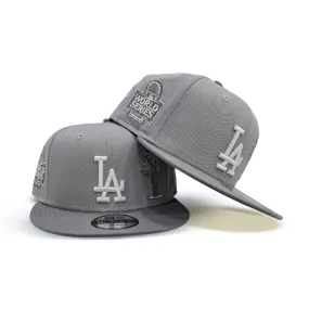 Gray Los Angeles Dodgers Palm Tree Storm Gray Visor Gray Bottom 2024 World Series Champions Side Patch New Era 9Fifty Snapback
