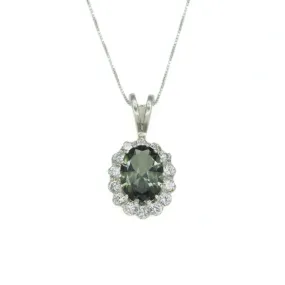 Green Diamond Necklace - Princess Diana Necklace - Green Victorian Pendant