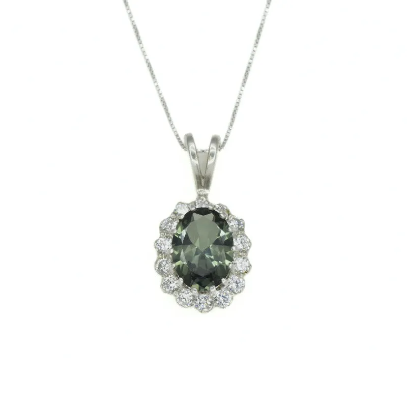 Green Diamond Necklace - Princess Diana Necklace - Green Victorian Pendant