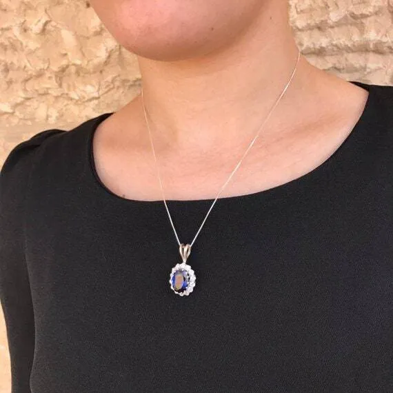 Green Diamond Necklace - Princess Diana Necklace - Green Victorian Pendant