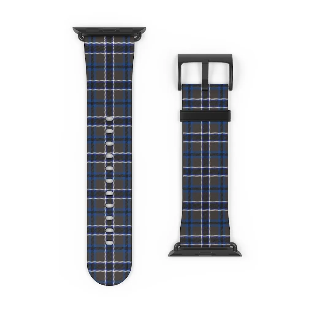 Grey Blue Tartan plaid Apple Watch Band