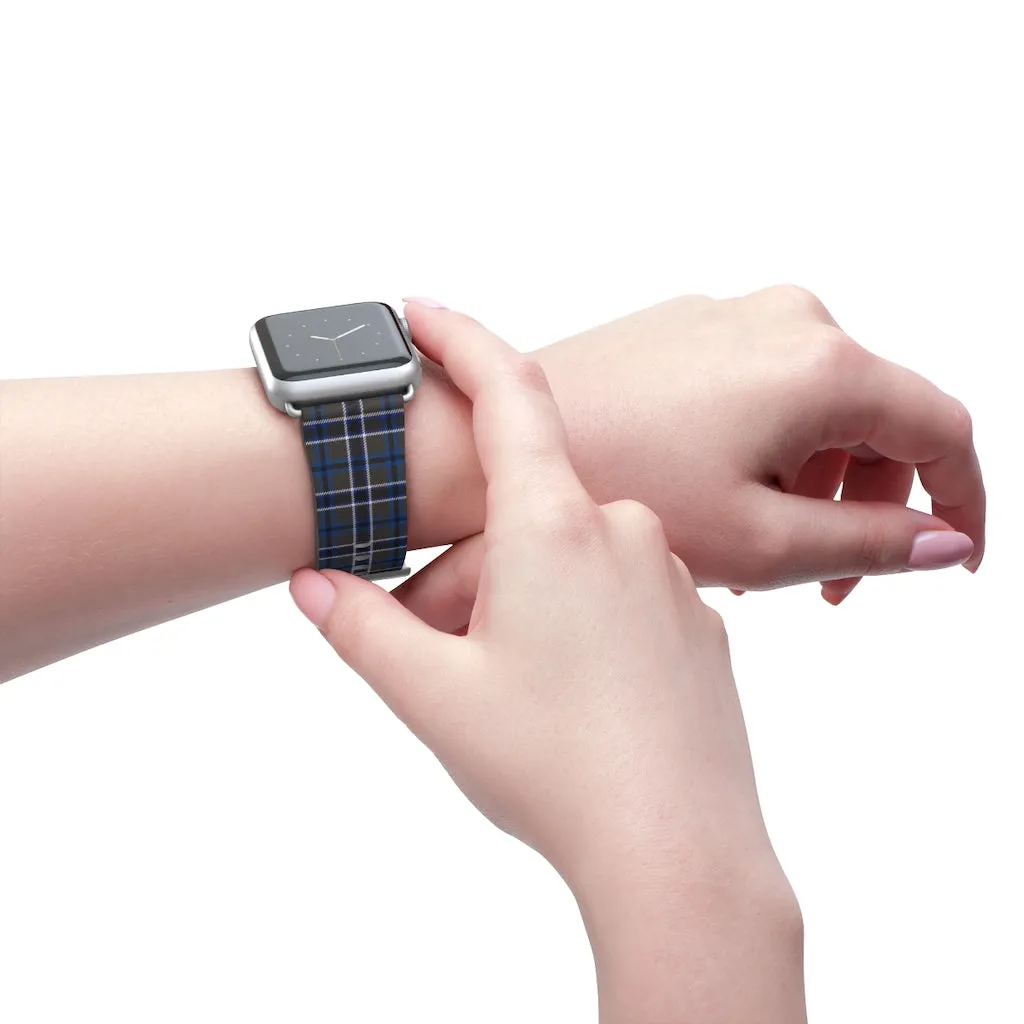 Grey Blue Tartan plaid Apple Watch Band