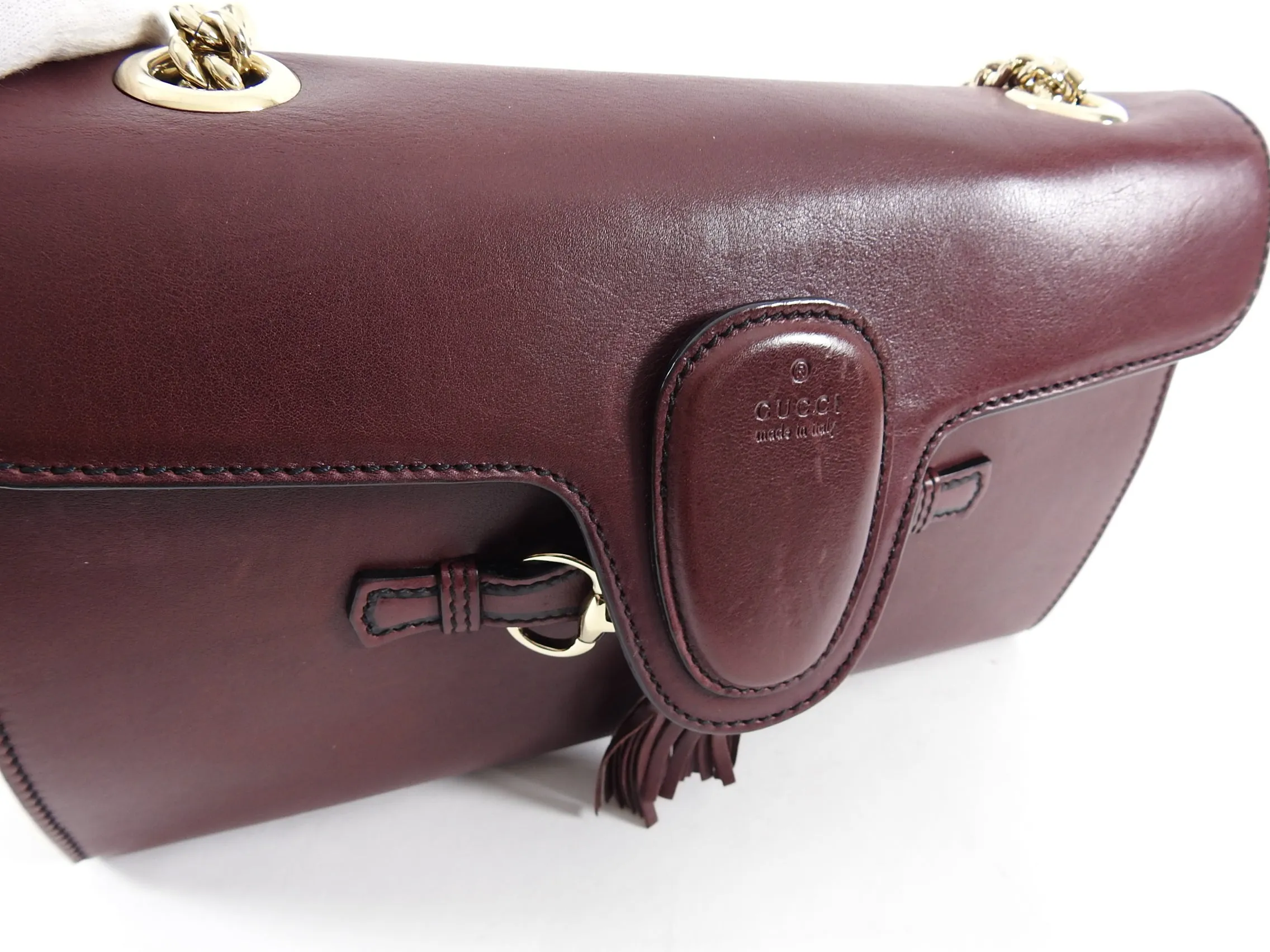 Gucci Burgundy Smooth Leather Emily Shoulder Bag