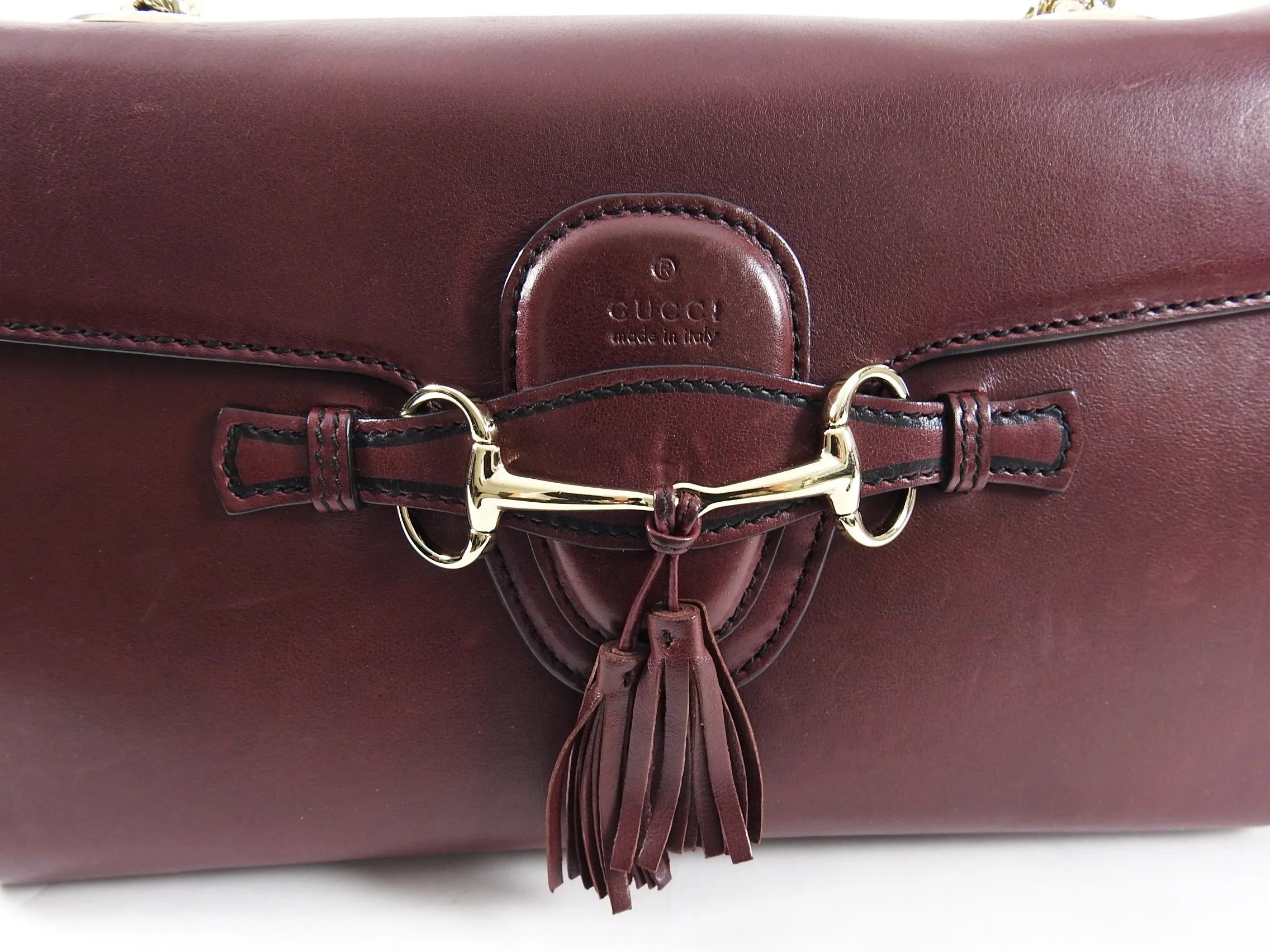 Gucci Burgundy Smooth Leather Emily Shoulder Bag