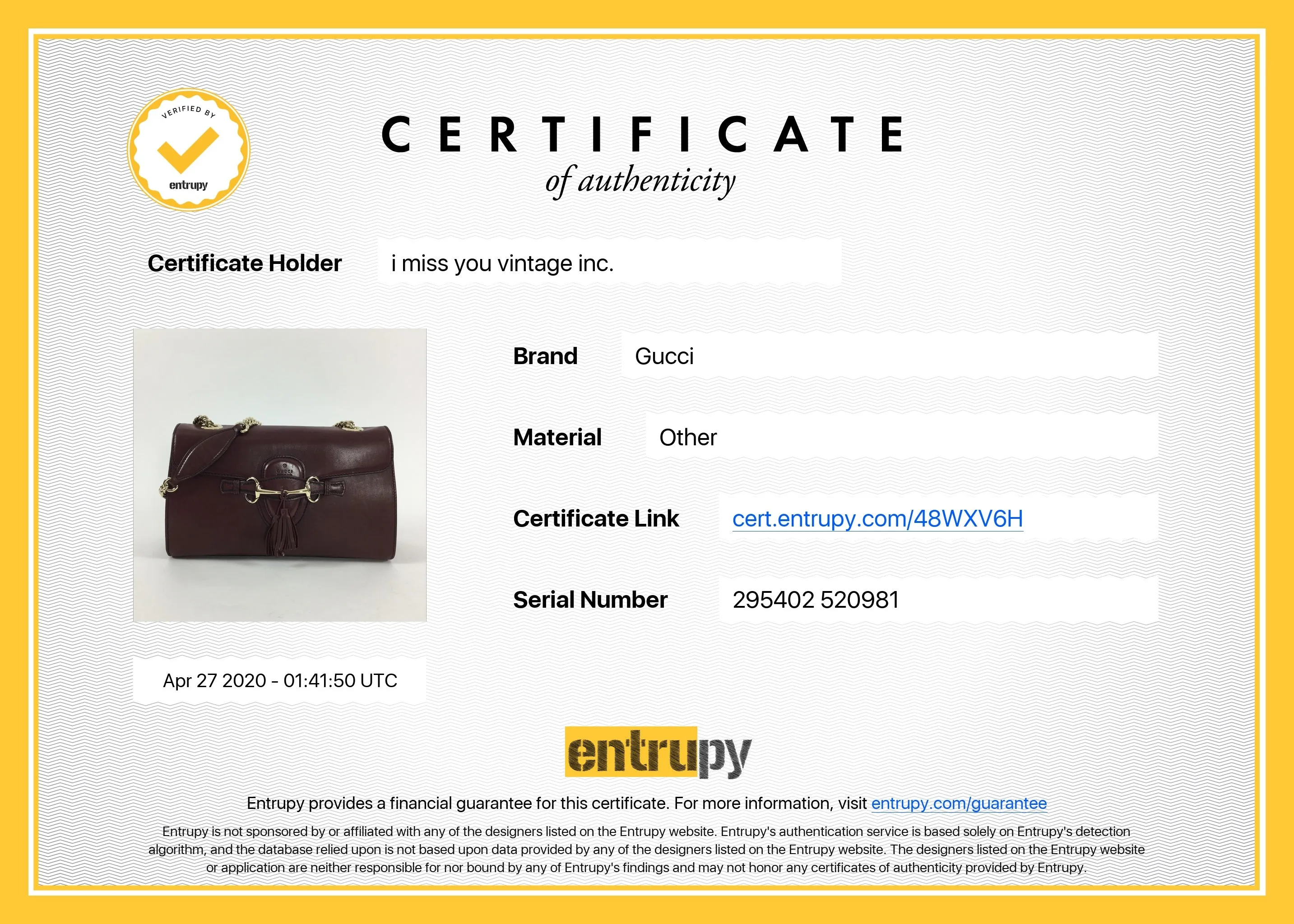 Gucci Burgundy Smooth Leather Emily Shoulder Bag