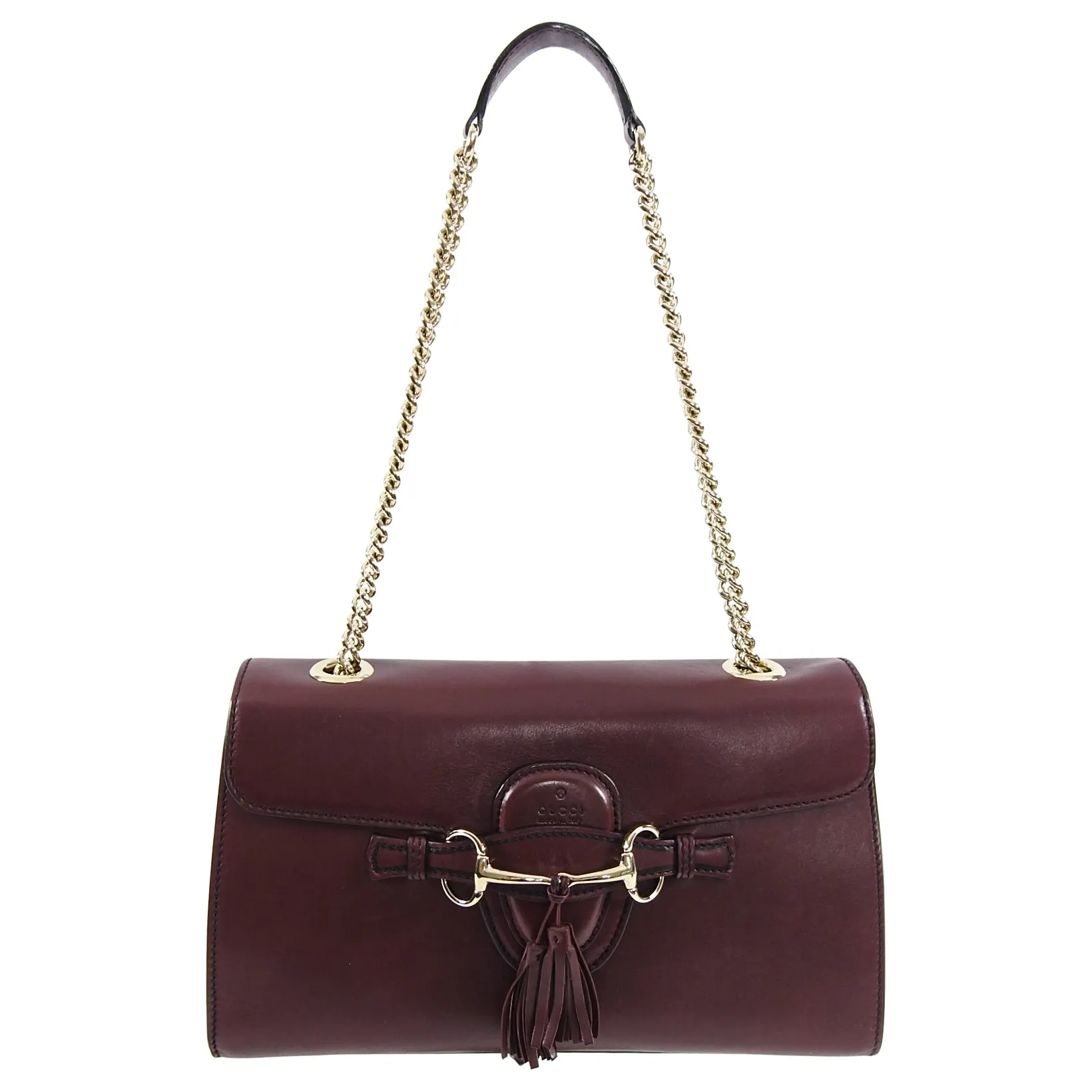 Gucci Burgundy Smooth Leather Emily Shoulder Bag