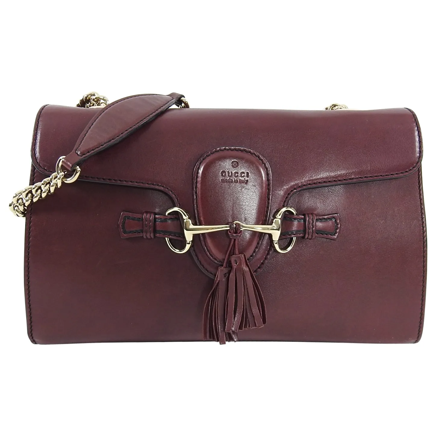 Gucci Burgundy Smooth Leather Emily Shoulder Bag