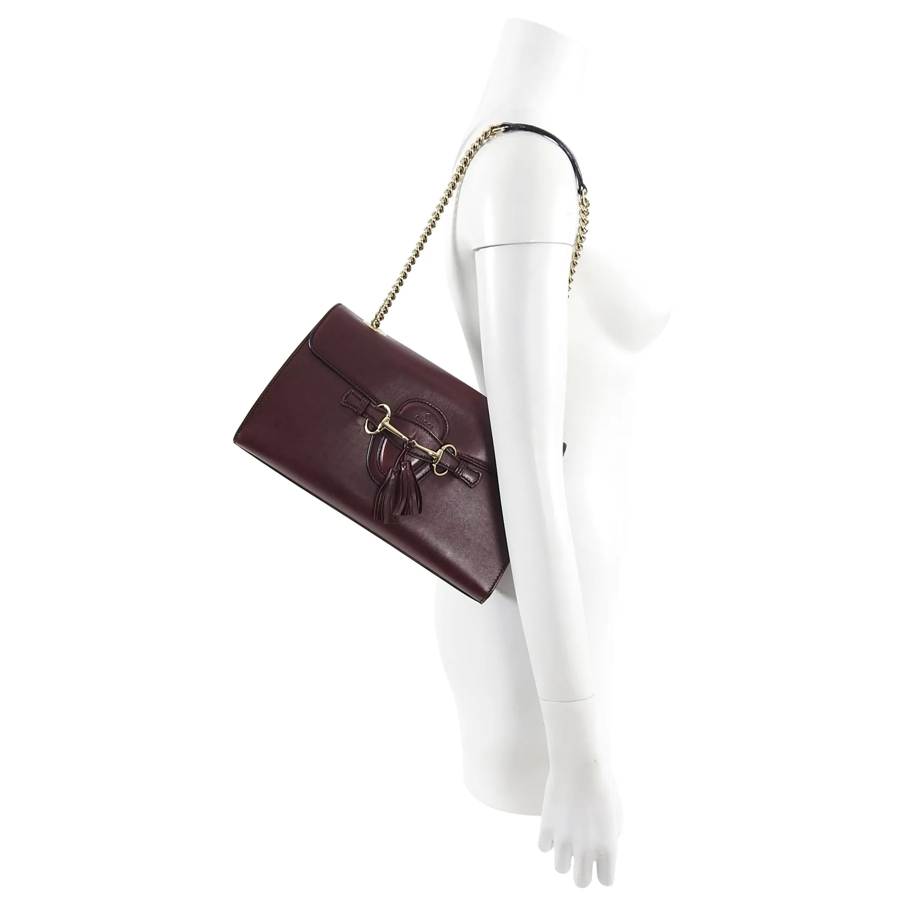 Gucci Burgundy Smooth Leather Emily Shoulder Bag
