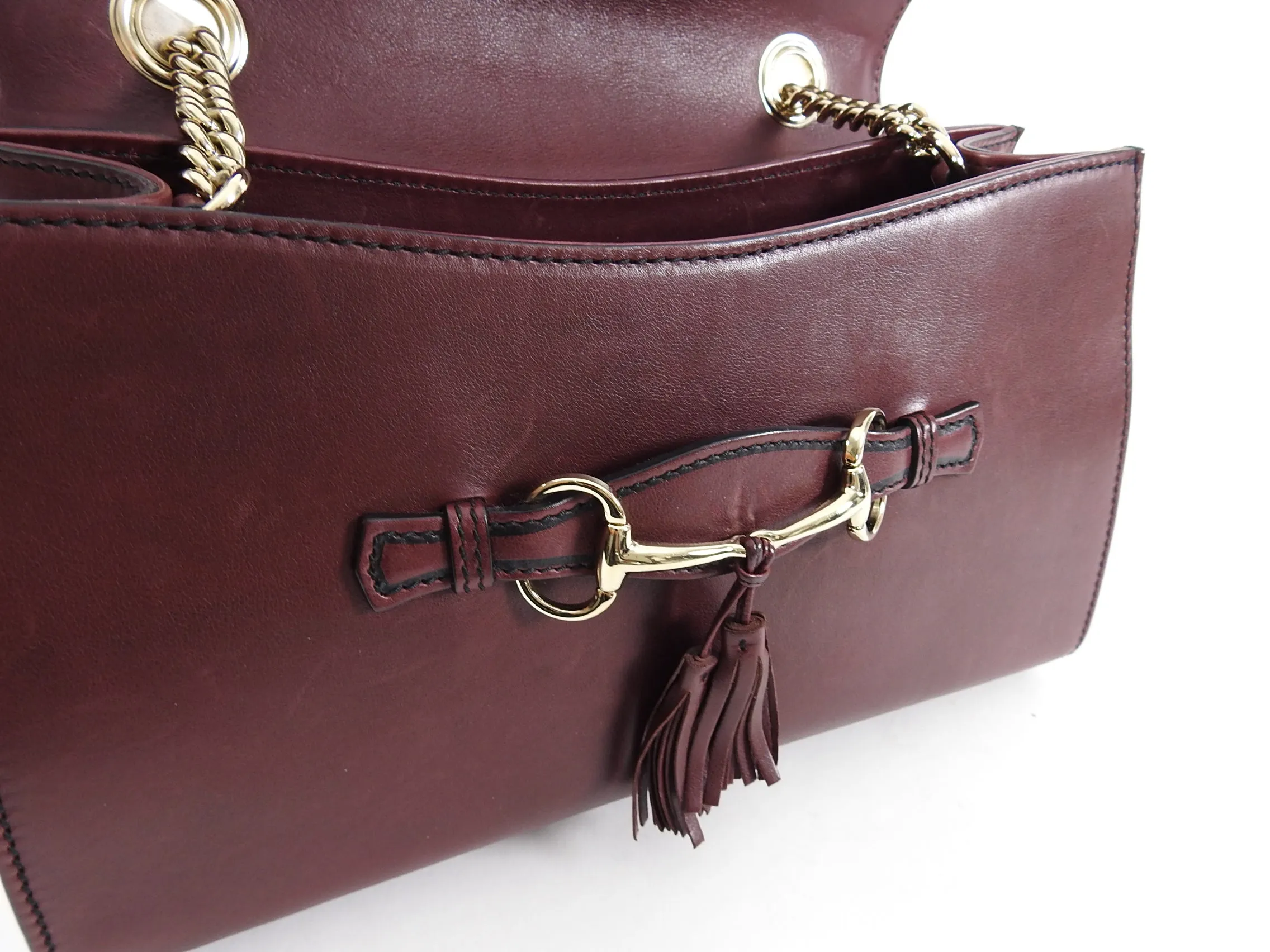 Gucci Burgundy Smooth Leather Emily Shoulder Bag