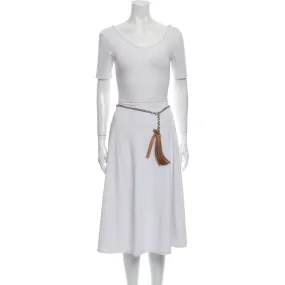 Gucci Leather Tassel GG Gold Chain Camelia Beige Belt Size (36/90) 388992