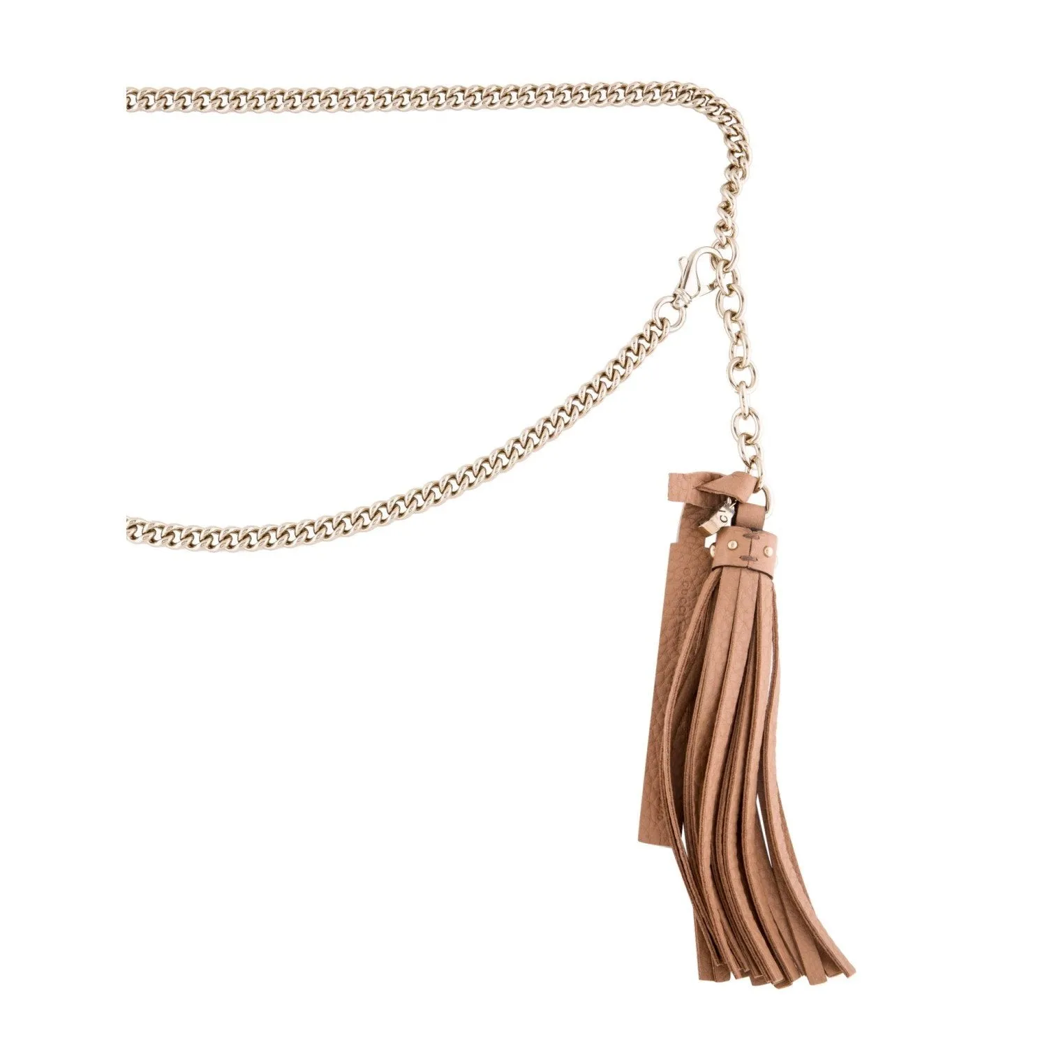 Gucci Leather Tassel GG Gold Chain Camelia Beige Belt Size (36/90) 388992