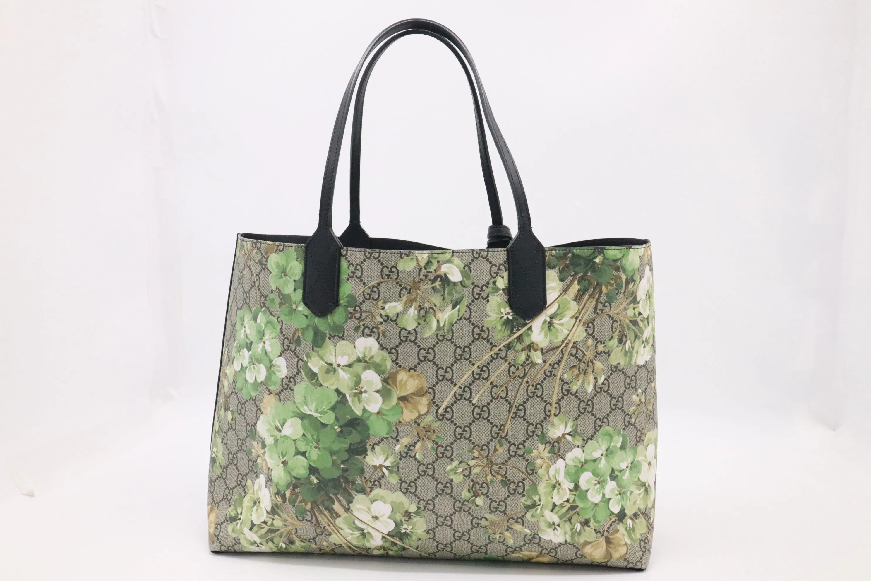 Gucci Reversible Tote in Green Blooms GG Supreme Canvas