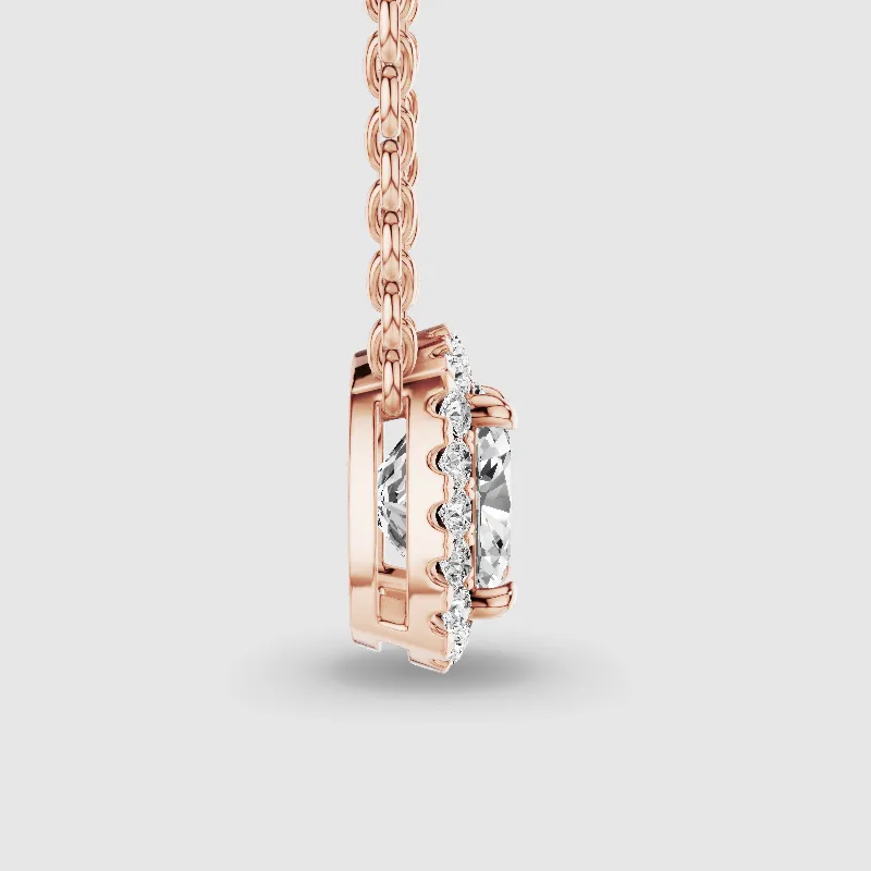 Halo Solitaire Lab Grown Diamond Pendant-Cushion