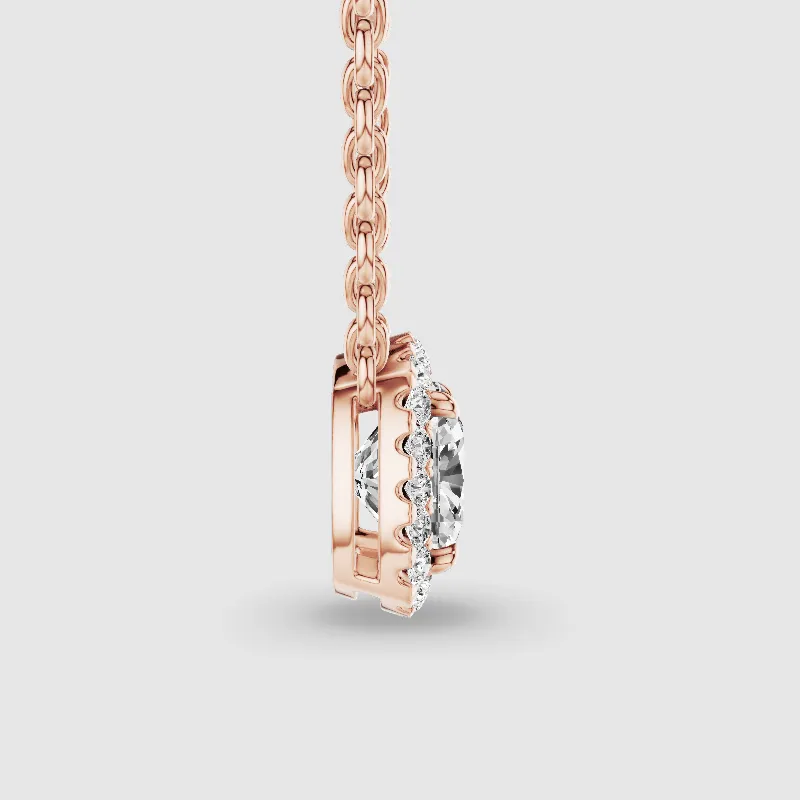 Halo Solitaire Lab Grown Diamond Pendant-Cushion