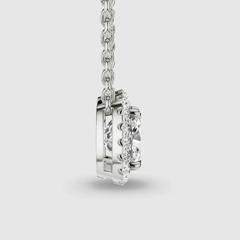 Halo Solitaire Lab Grown Diamond Pendant-Cushion