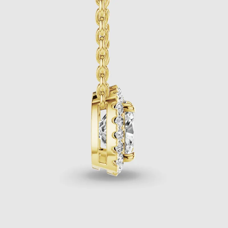Halo Solitaire Lab Grown Diamond Pendant-Cushion
