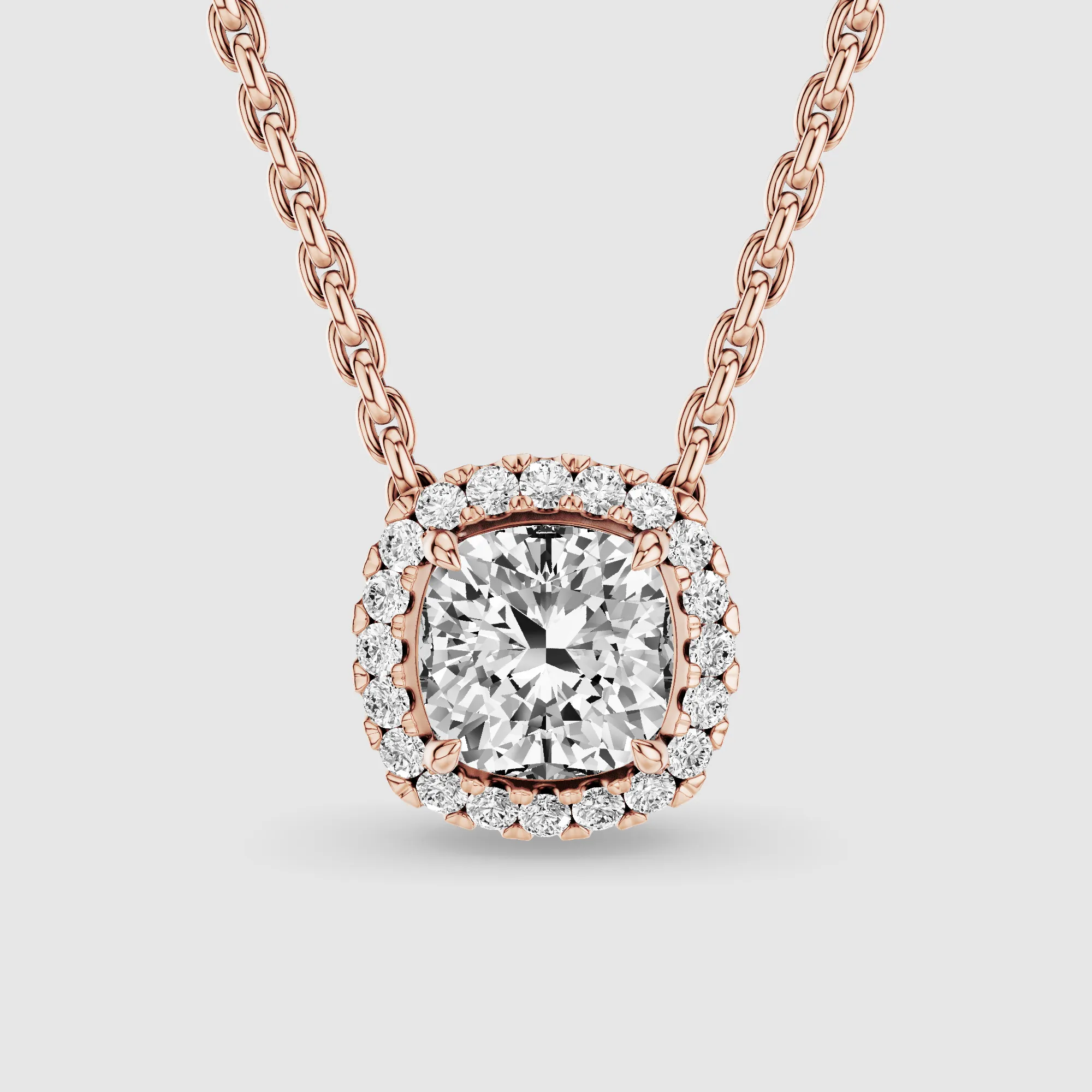 Halo Solitaire Lab Grown Diamond Pendant-Cushion