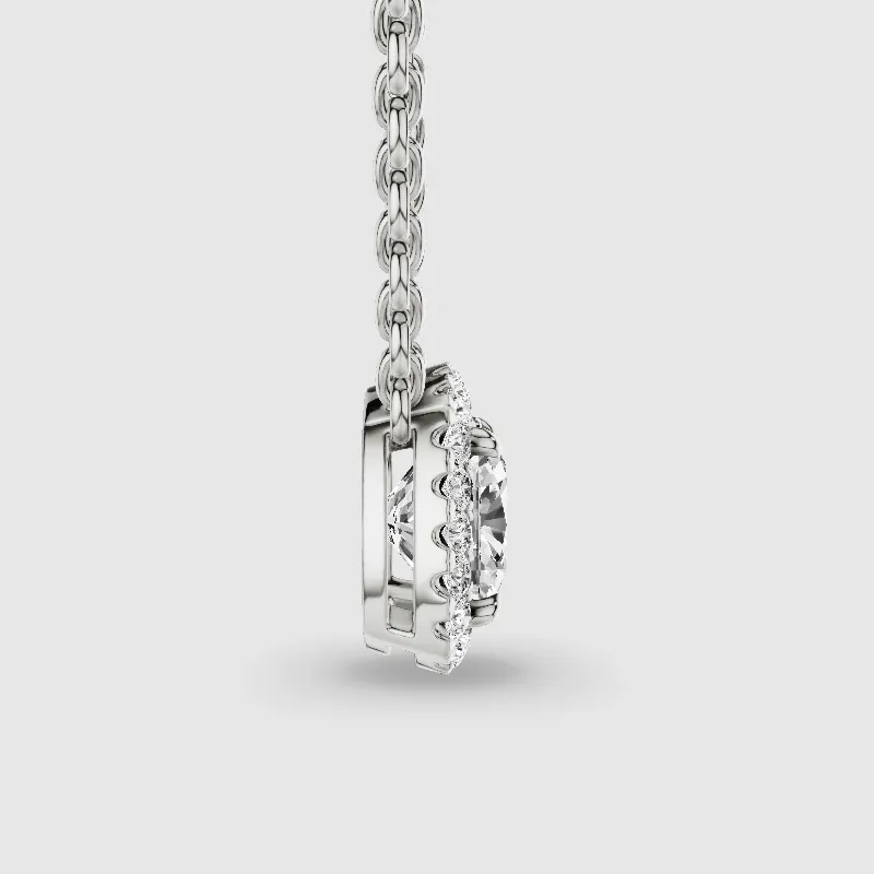 Halo Solitaire Lab Grown Diamond Pendant-Cushion