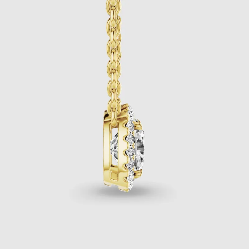 Halo Solitaire Lab Grown Diamond Pendant-Cushion
