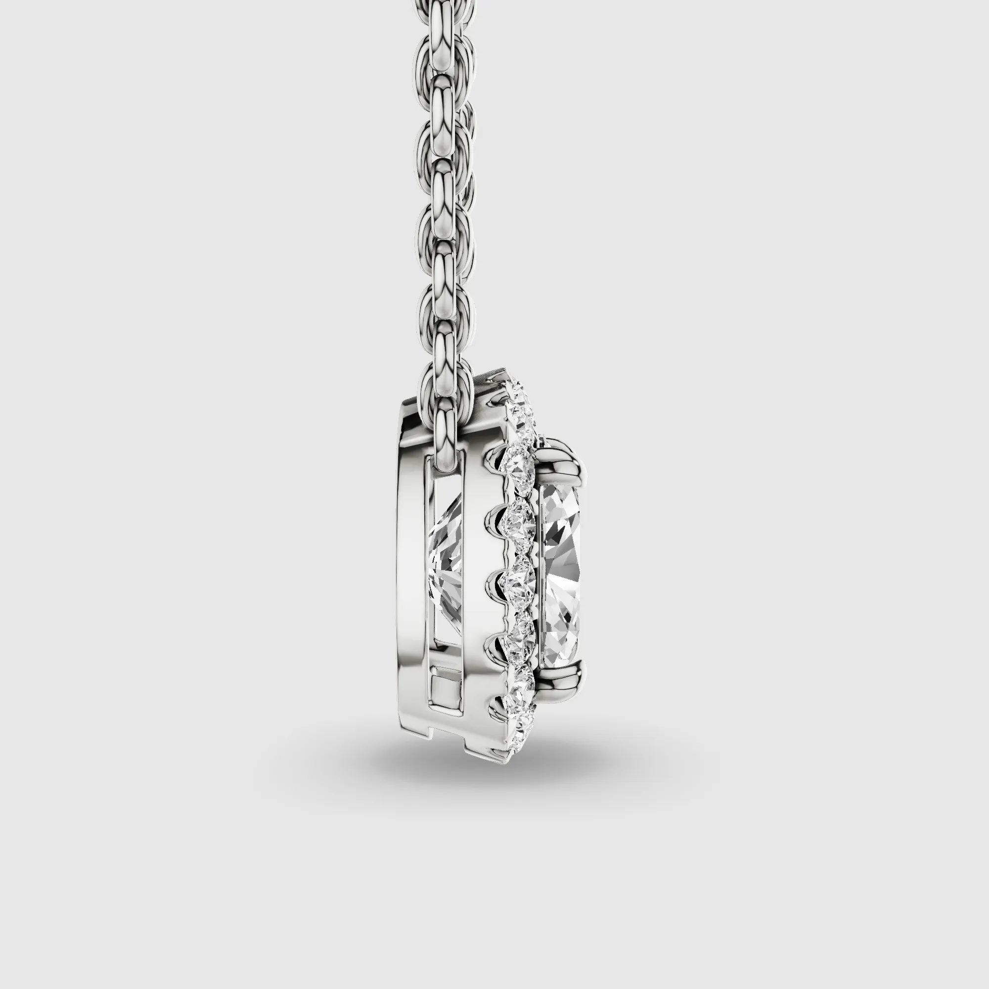Halo Solitaire Lab Grown Diamond Pendant-Cushion