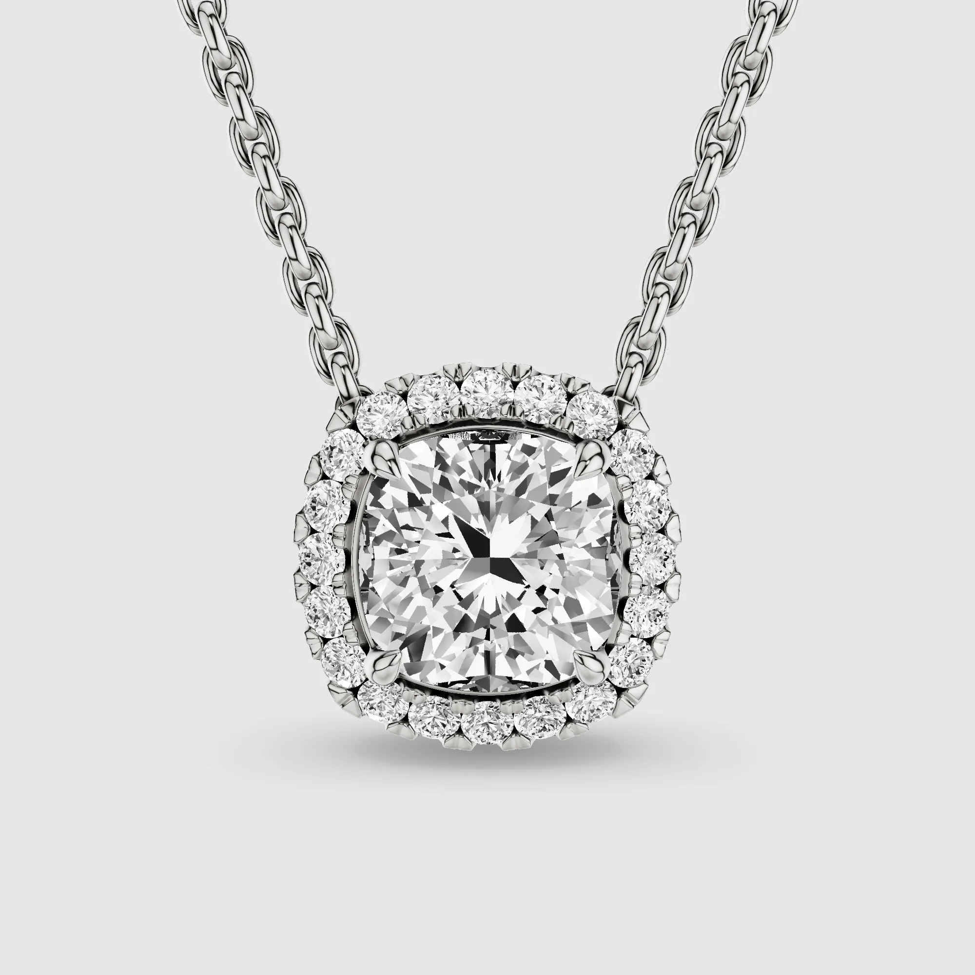 Halo Solitaire Lab Grown Diamond Pendant-Cushion