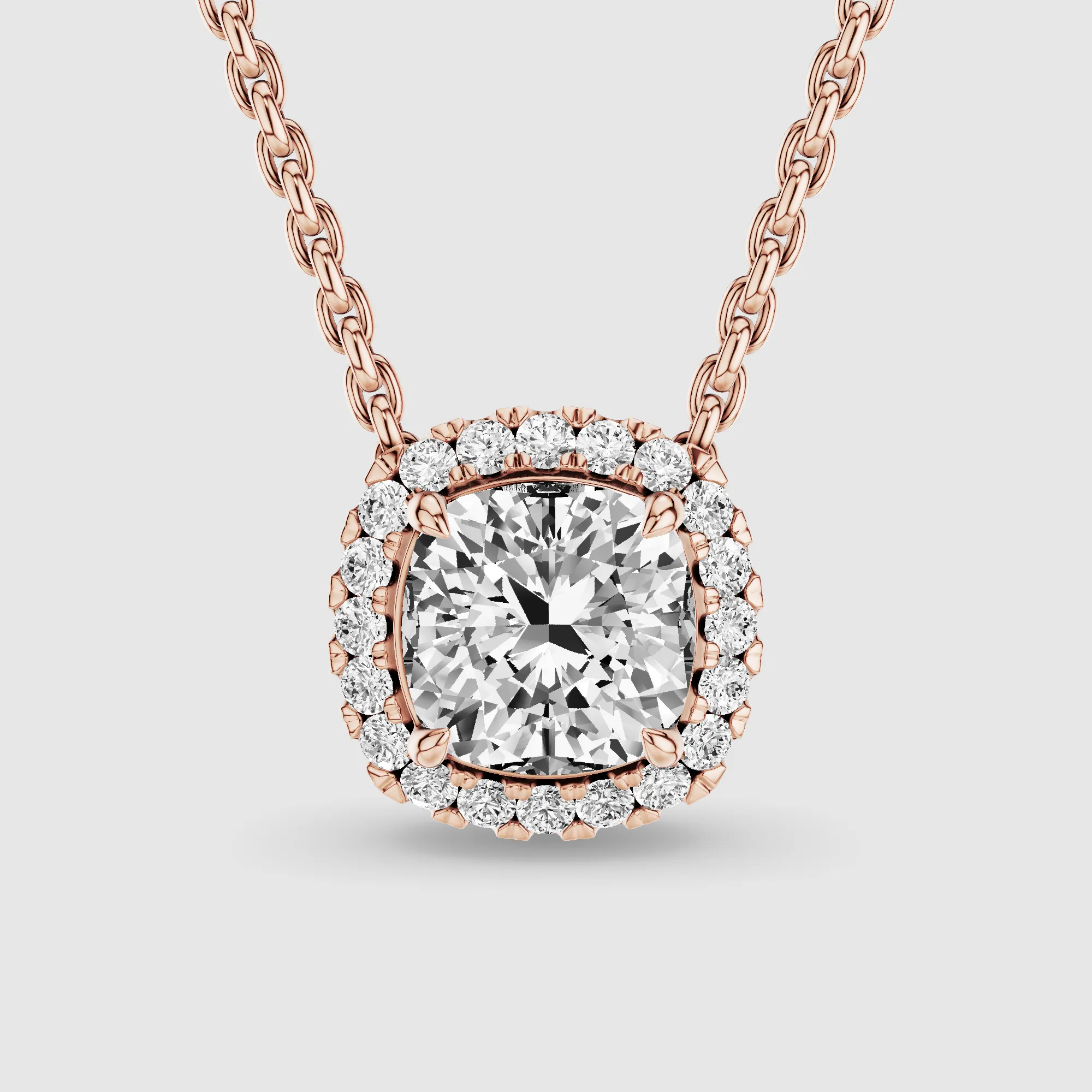 Halo Solitaire Lab Grown Diamond Pendant-Cushion
