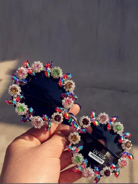 HANDMADE avant-garde fashion sunglasses sunglasses female diamond Flower Frame Sunglass
