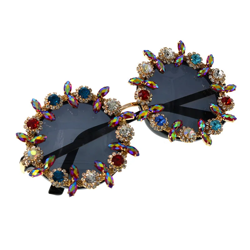 HANDMADE avant-garde fashion sunglasses sunglasses female diamond Flower Frame Sunglass